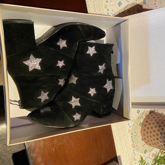Black Suede Star Booties - Picture 2 of 3
